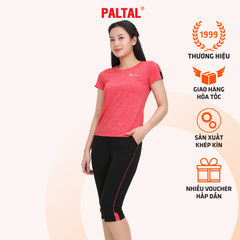 Bộ nữ thể thao tập gym, yoga kiểu quần lửng tay ngắn 3 trong 1 chất melan lưới 344p 4303