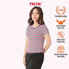 Áo thun nữ tay ngắn form suông cổ tròn rib sọc chất cotton siêu mát 220p 0275