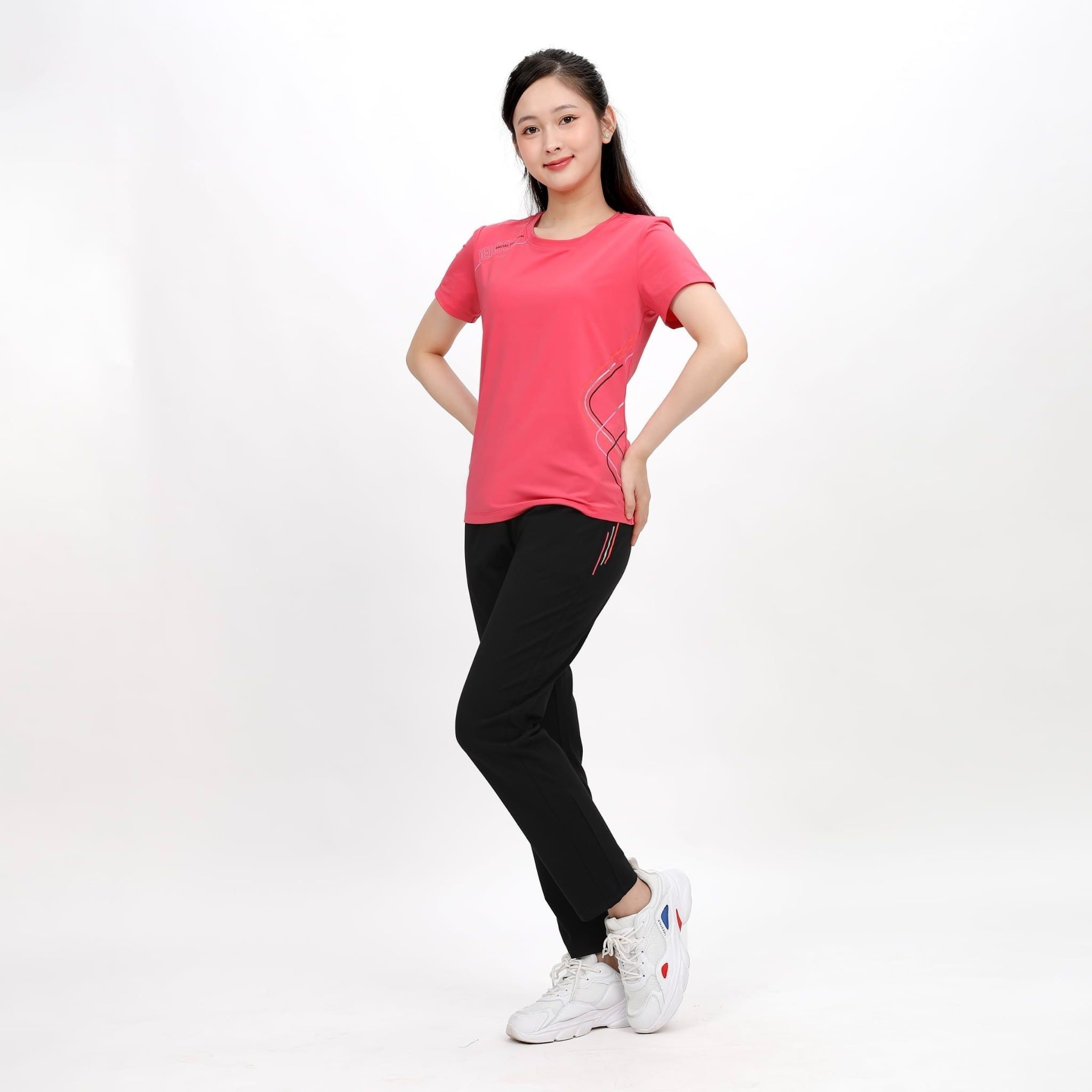 Set đồ bộ nữ kiểu quần dài tay ngắn thể thao 3 trong 1 chất nhung lạnh 153p 6007
