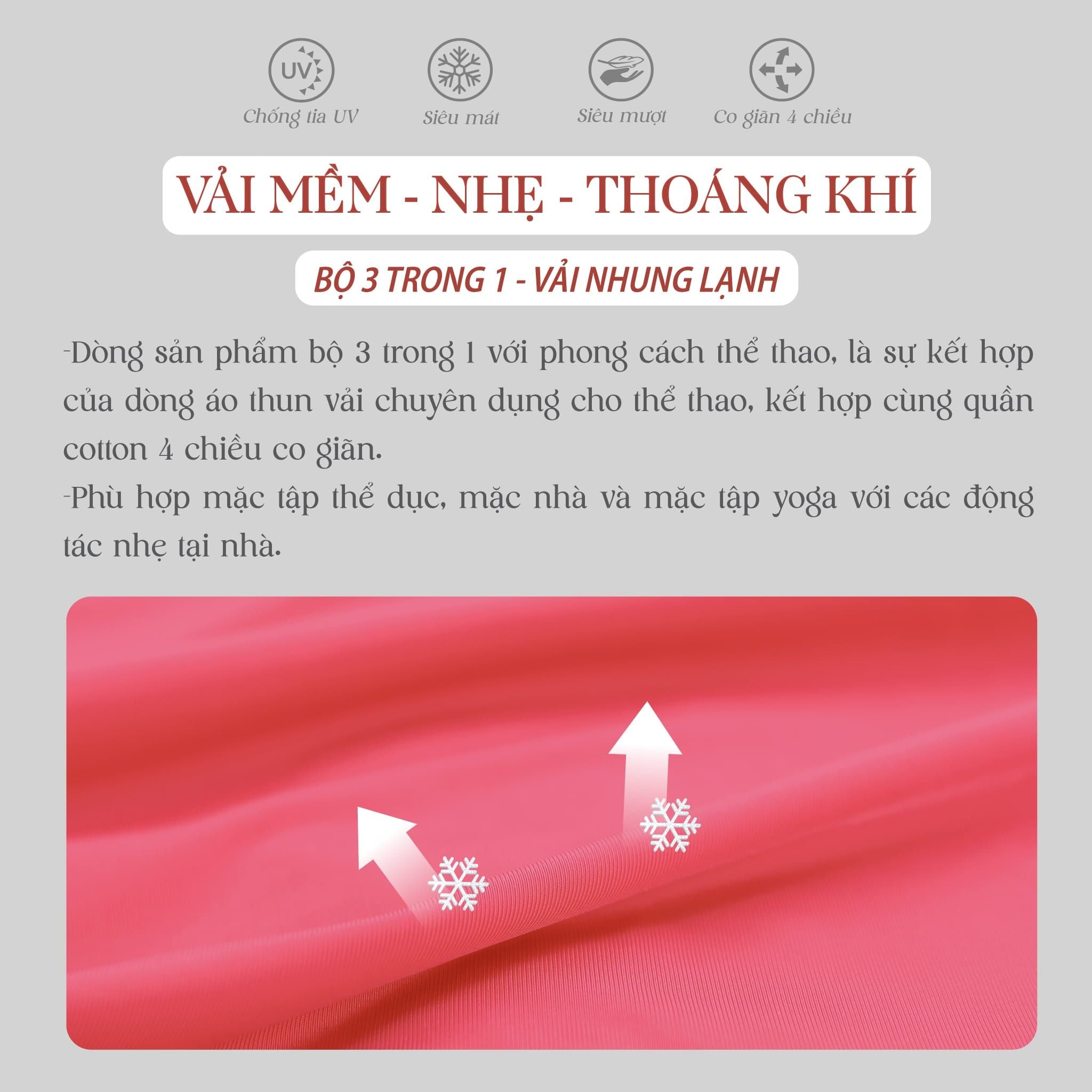 Set đồ bộ nữ kiểu quần dài tay ngắn thể thao 3 trong 1 chất nhung lạnh 153p 6007