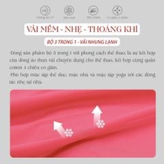 Set đồ bộ nữ kiểu quần dài tay ngắn thể thao 3 trong 1 chất nhung lạnh 153p 6007
