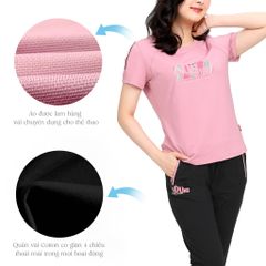Set đồ bộ nữ kiểu quần dài tay ngắn thể thao 3 trong 1 chất poly cát 313p 3372