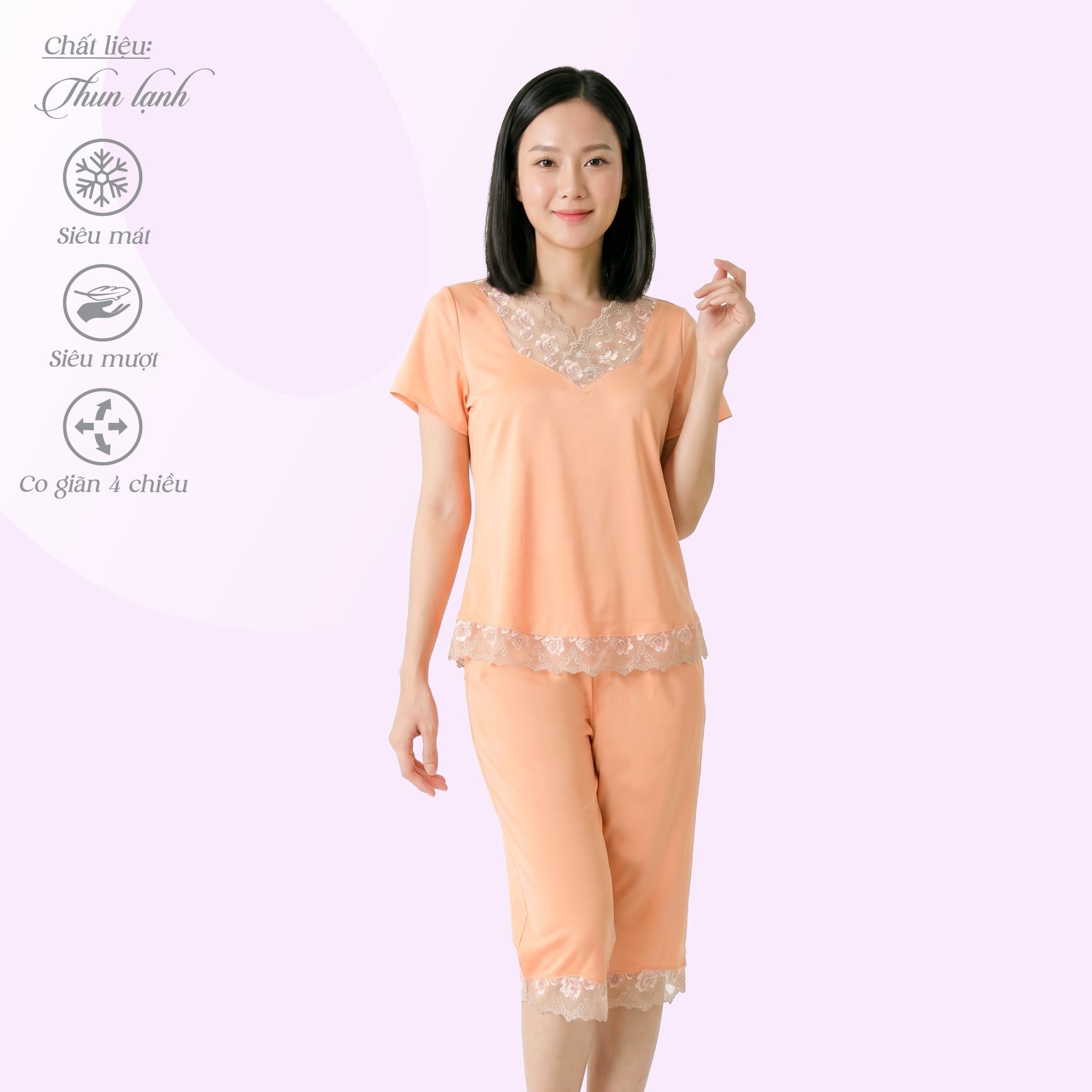Set đồ bộ nữ kiểu quần lửng tay ngắn chất thun lạnh siêu bền 014p 7028