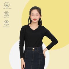 Phôi áo thun nữ tay dài Cổ Tim chất cotton siêu mát 020p 0264