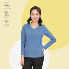 Phôi áo thun nữ tay dài Cổ Tim chất cotton siêu mát 020p 0264