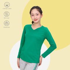 Phôi áo thun nữ tay dài Cổ Tim chất cotton siêu mát 020p 0264
