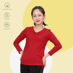 Phôi áo thun nữ tay dài Cổ Tim chất cotton siêu mát 020p 0264