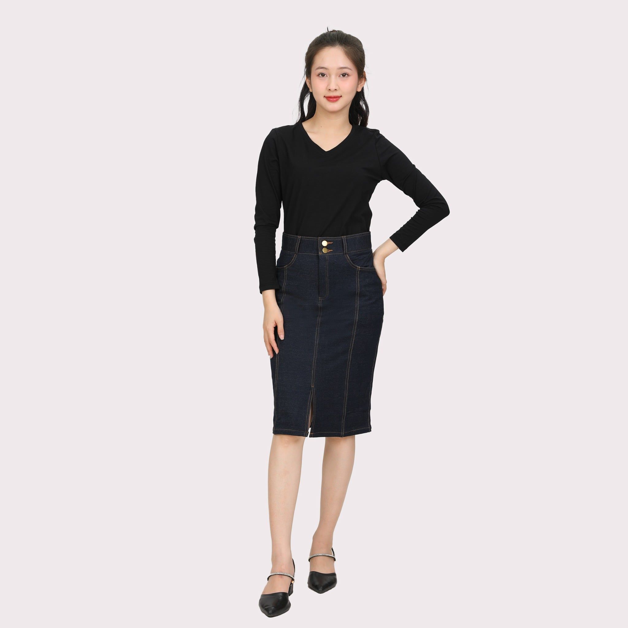 Phôi áo thun nữ tay dài Cổ Tim chất cotton siêu mát 020p 0264