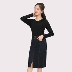 Phôi áo thun nữ tay dài Cổ Tim chất cotton siêu mát 020p 0264