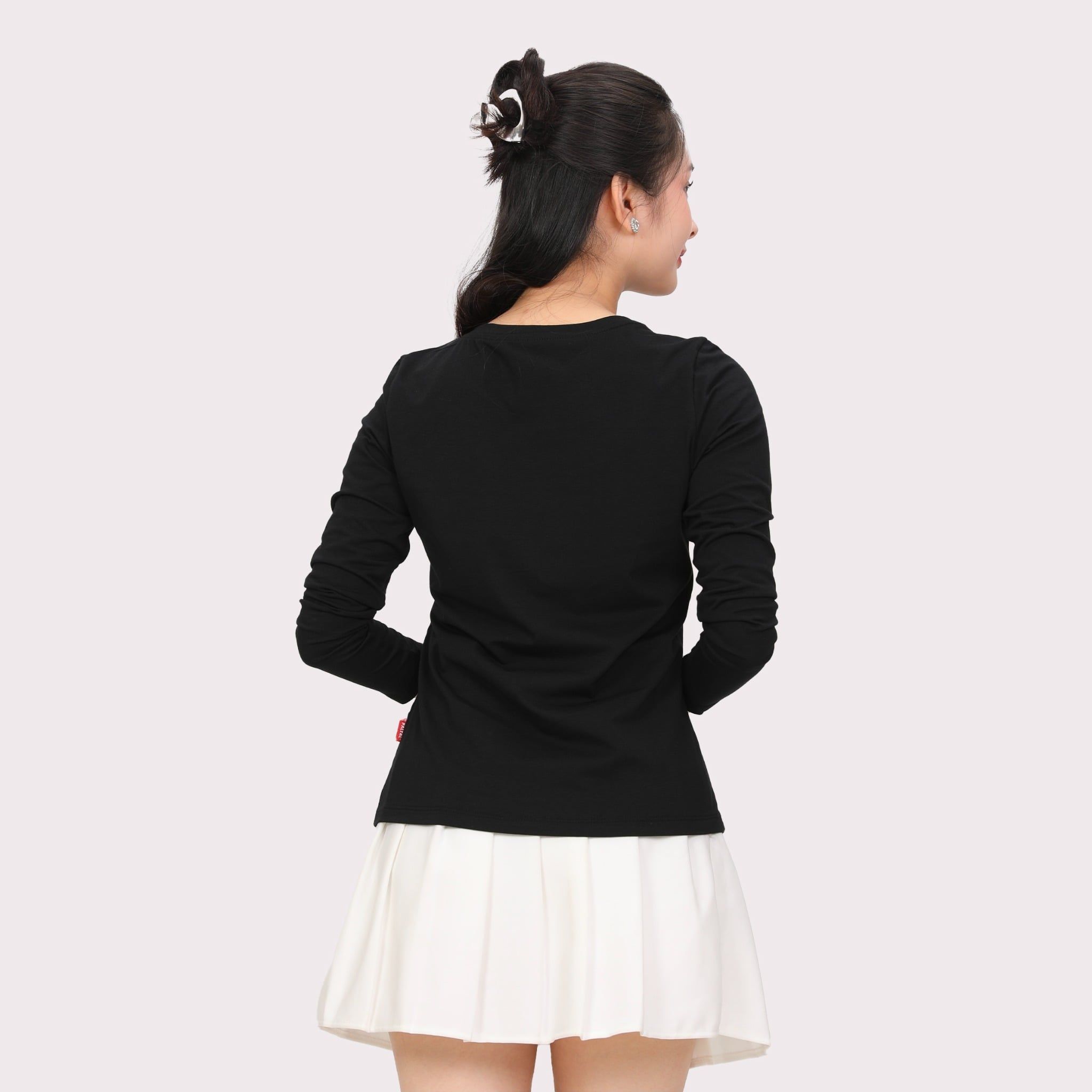 Phôi áo thun nữ tay dài Cổ Tim chất cotton siêu mát 020p 0264