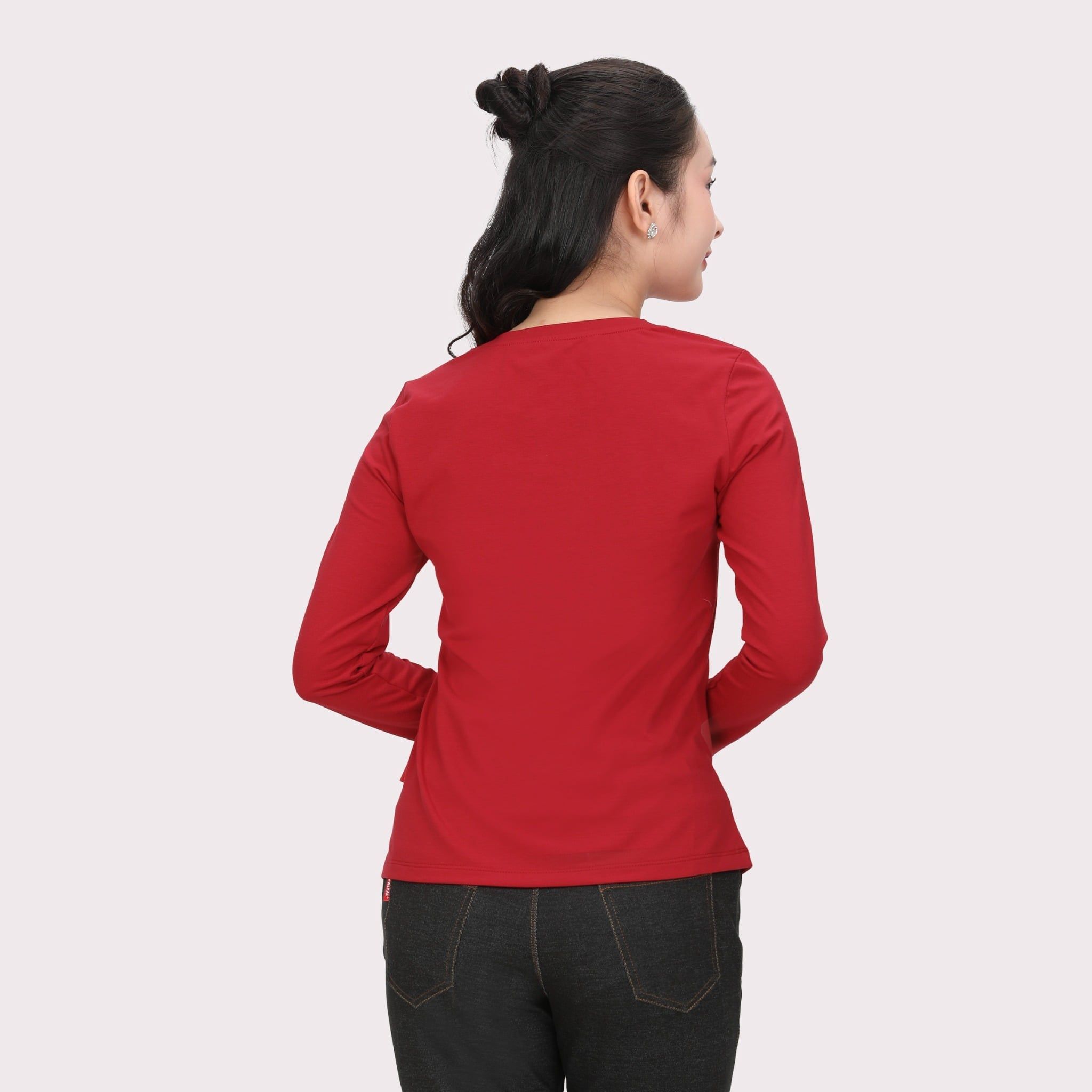 Phôi áo thun nữ tay dài Cổ Tim chất cotton siêu mát 020p 0264