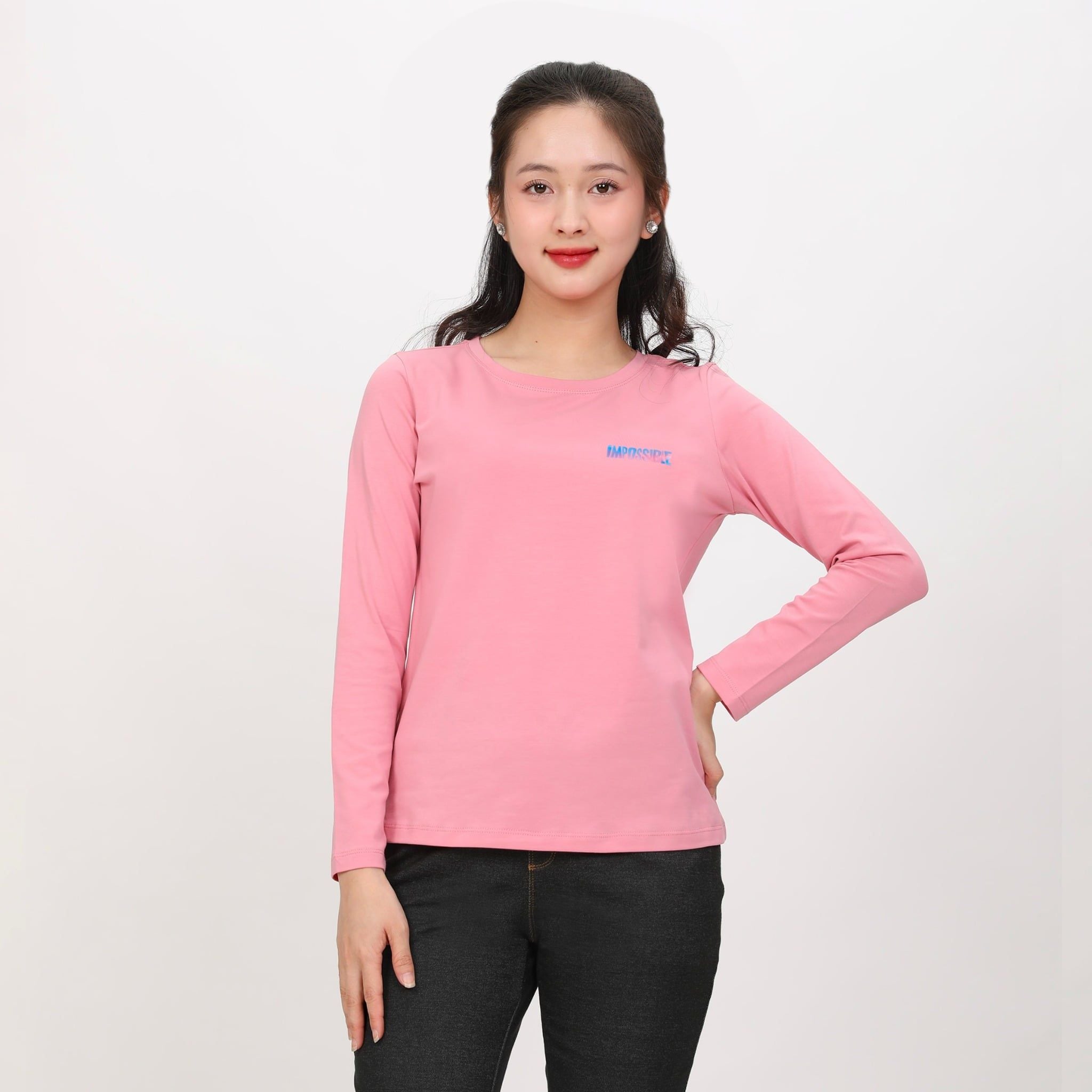 Áo thun nữ tay dài Cổ Tròn chất cotton siêu mát 020p 0270