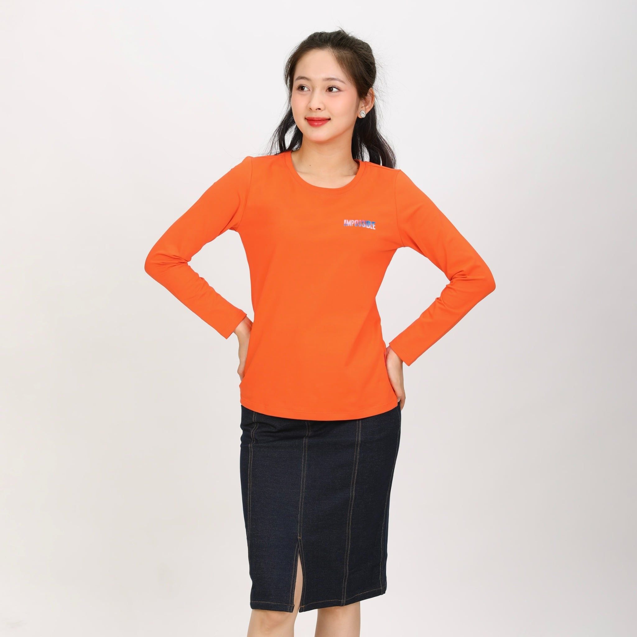 Áo thun nữ tay dài Cổ Tròn chất cotton siêu mát 020p 0270