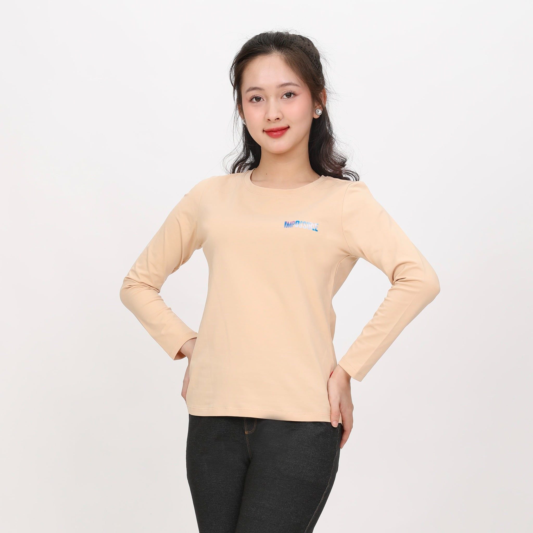 Áo thun nữ tay dài Cổ Tròn chất cotton siêu mát 020p 0270