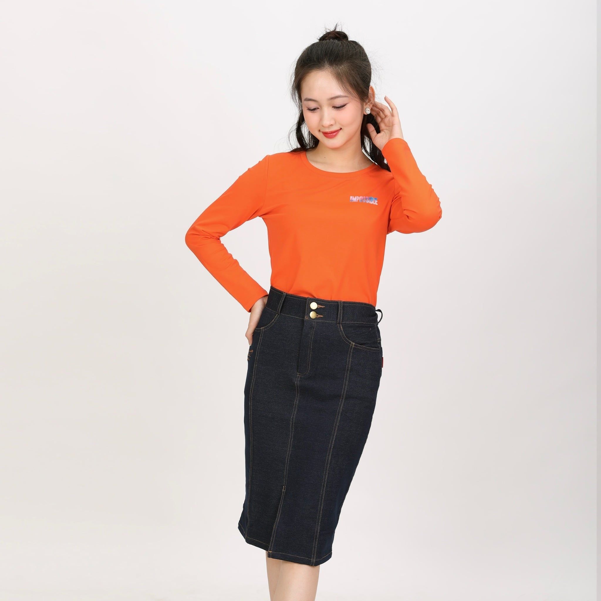 Áo thun nữ tay dài Cổ Tròn chất cotton siêu mát 020p 0270