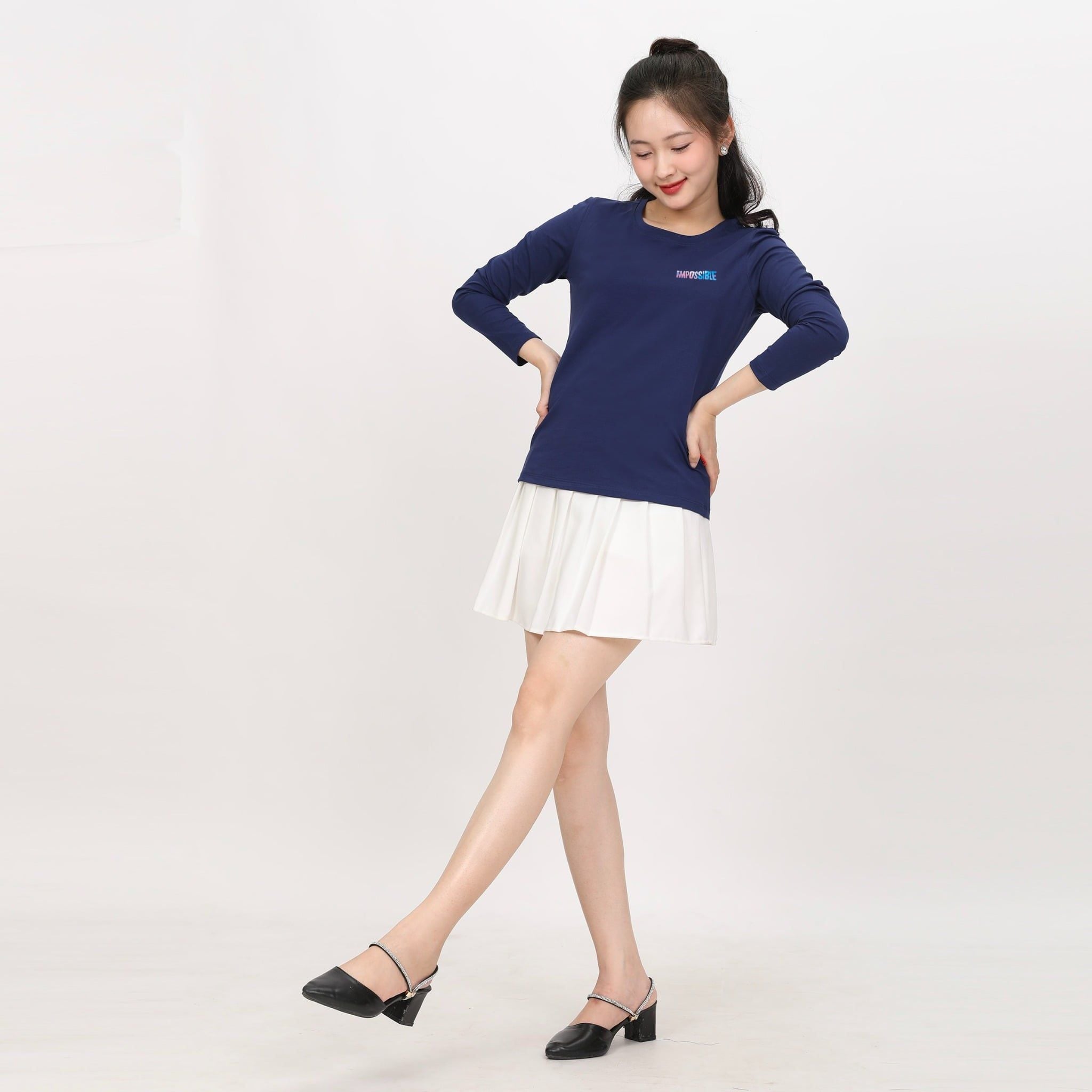 Áo thun nữ tay dài Cổ Tròn chất cotton siêu mát 020p 0270