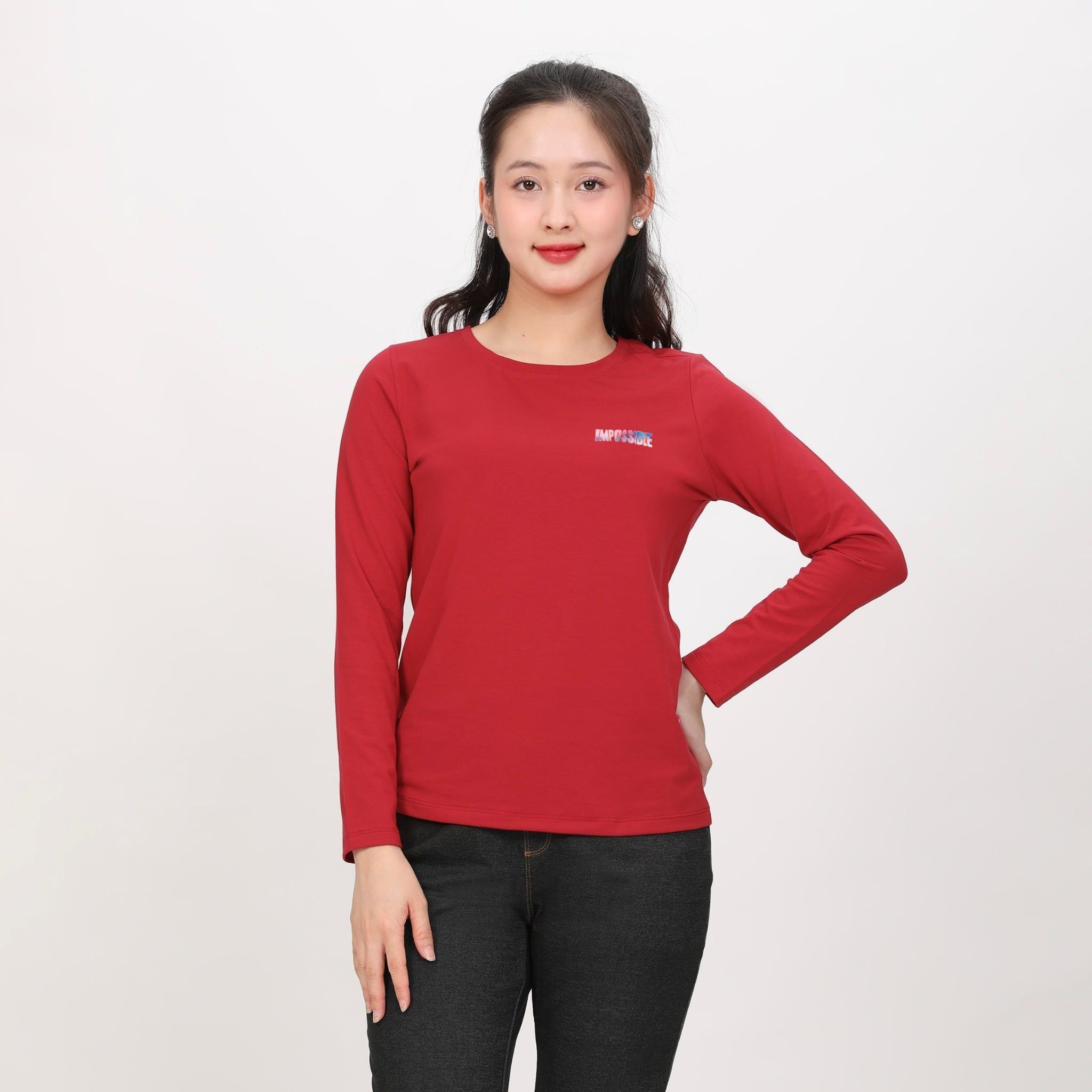 Áo thun nữ tay dài Cổ Tròn chất cotton siêu mát 020p 0270
