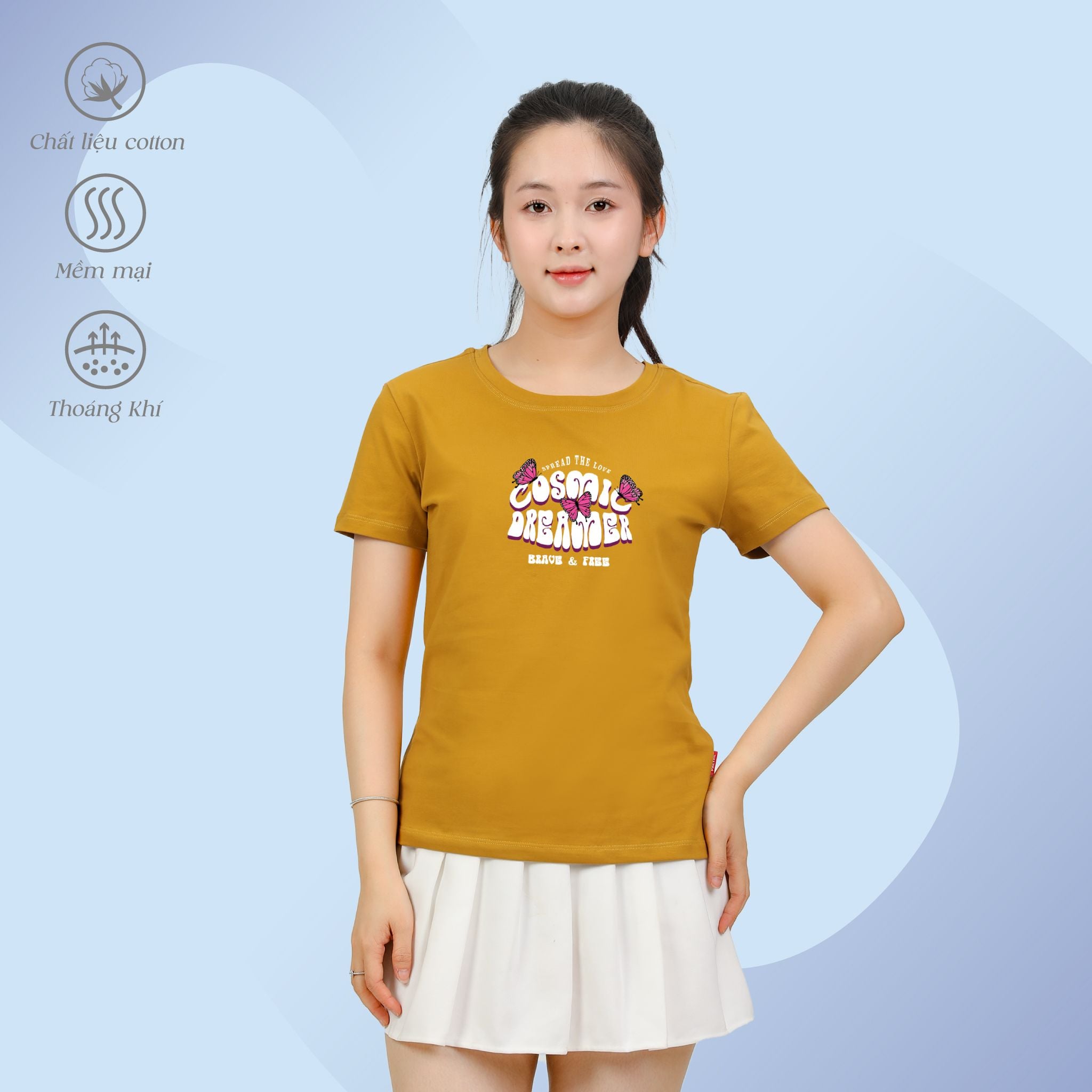 Áo thun nữ tay ngắn Cổ Tròn Form Suông chất cotton siêu mát 020p 0317