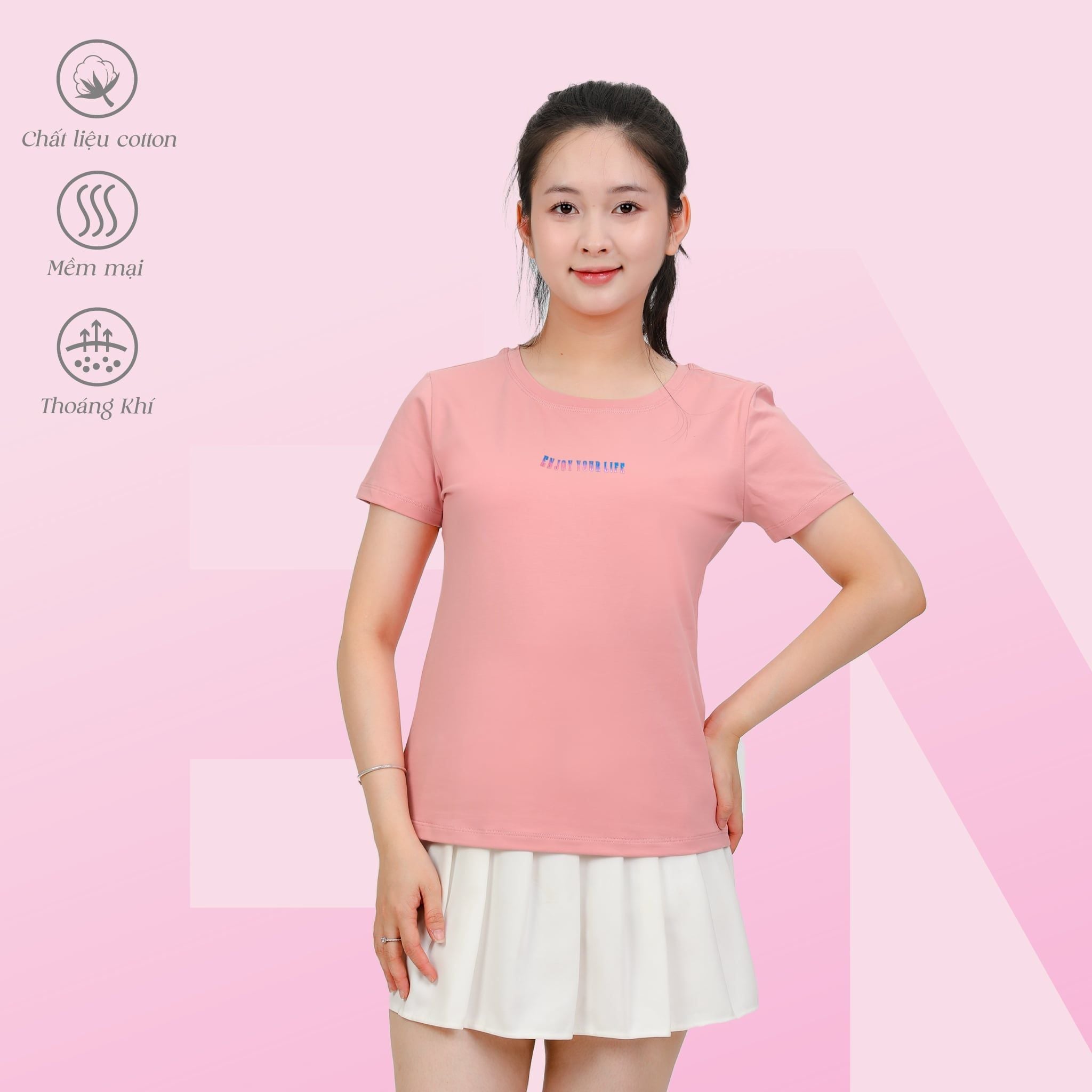 Áo thun nữ tay ngắn chất cotton siêu mát Form Suông 020p 0319