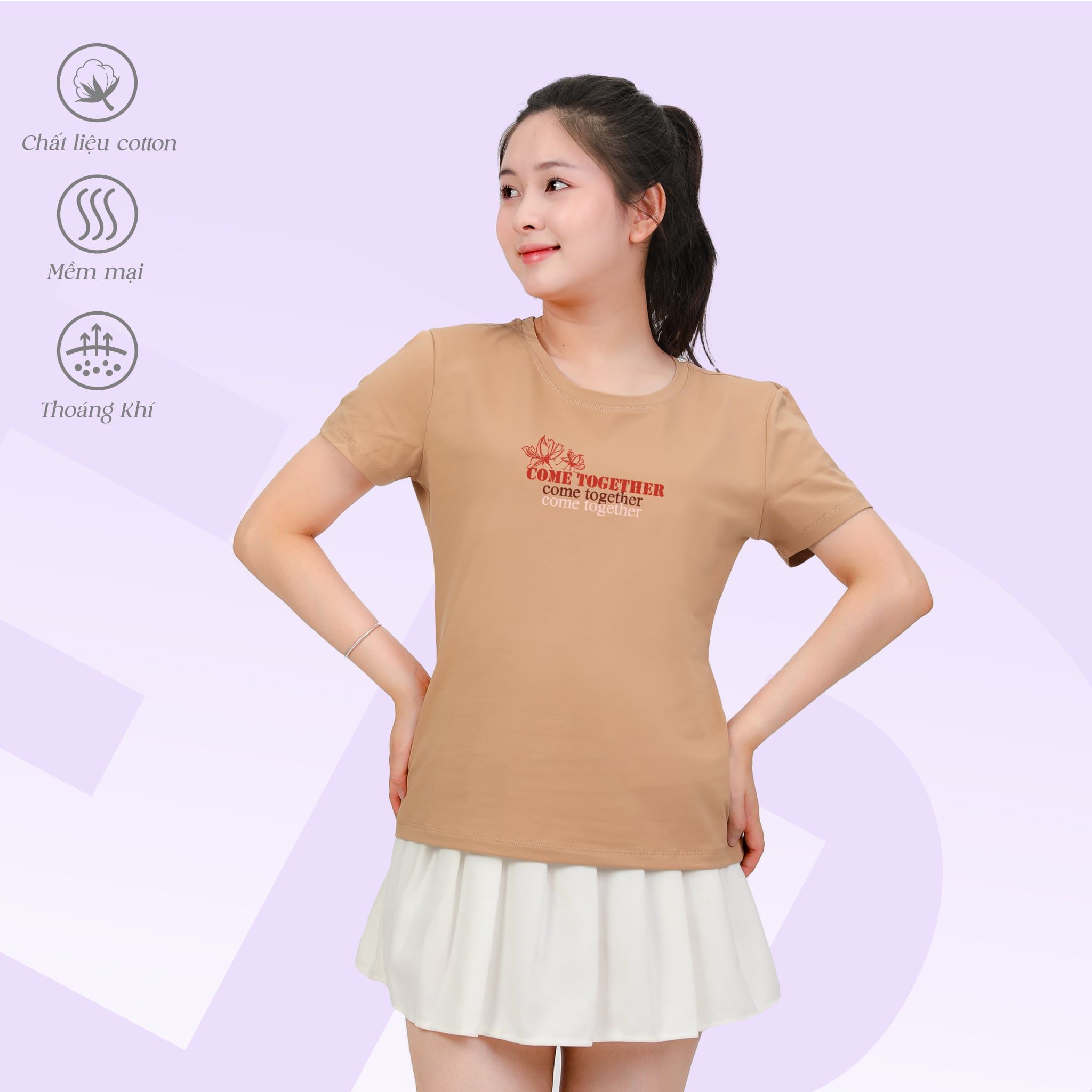 Áo thun nữ tay ngắn Cổ Tròn Form Suông chất cotton siêu mát 020p 0321