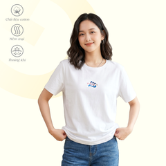 Áo thun nữ cổ tròn tay ngắn phom rộng chất cotton siêu mát 020p 0373