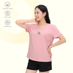 Áo thun nữ cổ tròn tay ngắn phom rộng chất cotton siêu mát 020p 0373