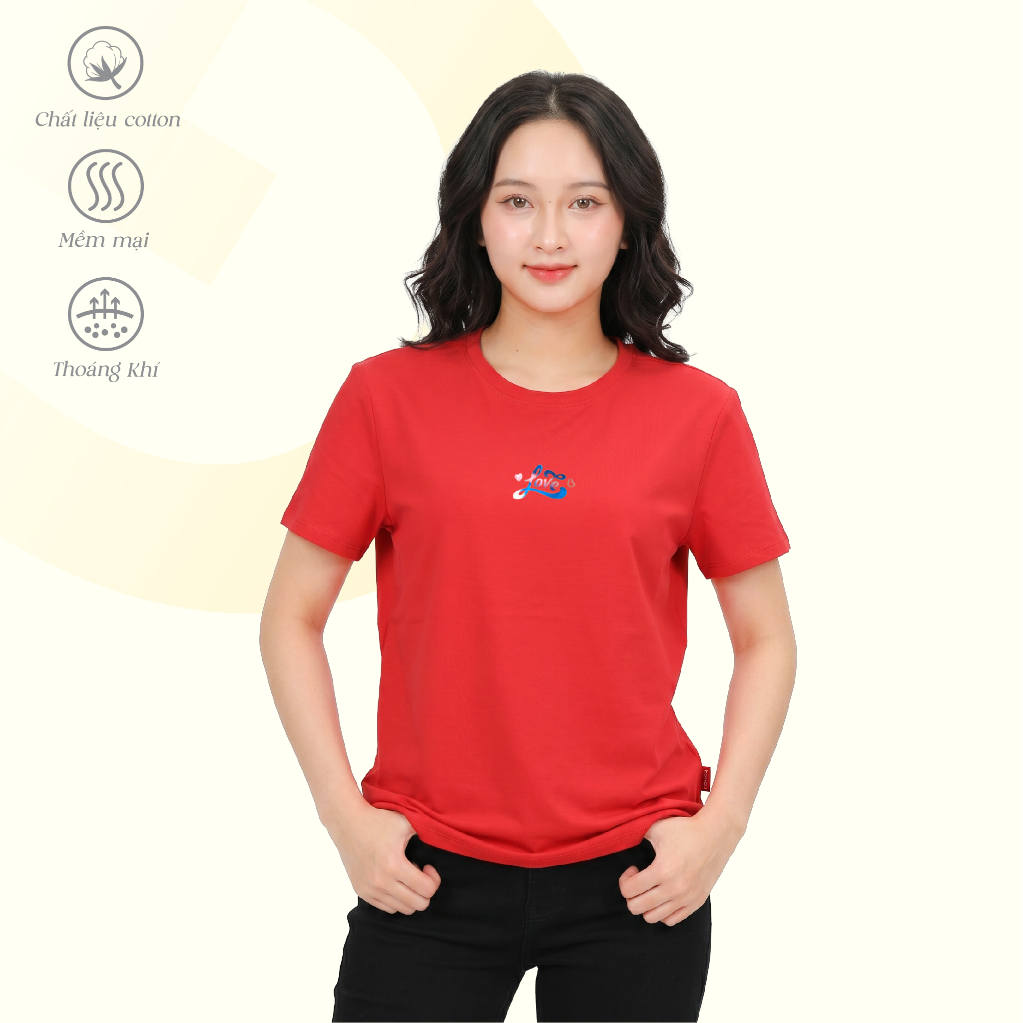 Áo thun nữ cổ tròn tay ngắn phom rộng chất cotton siêu mát 020p 0373