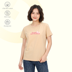 Áo thun nữ cổ tròn tay ngắn phom rộng chất cotton siêu mát 020p 0375