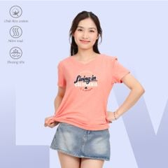 .Áo thun nữ form suông cổ tim chất cotton siêu mát 190p 0327