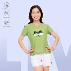 .Áo thun nữ form suông cổ tim chất cotton siêu mát 190p 0327