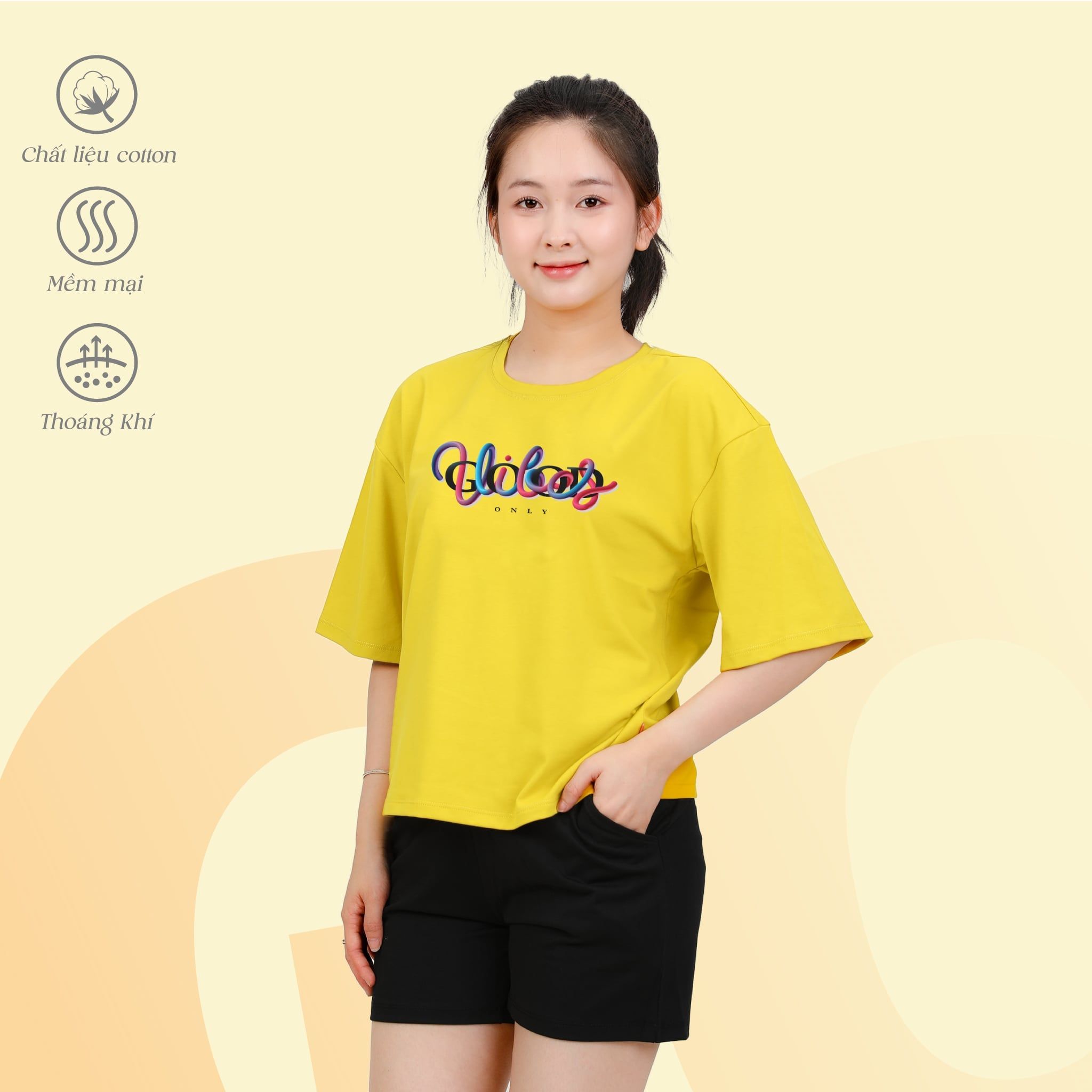 Áo thun nữ tay ngắn chất cotton siêu mát Form Vuông 190p 0328