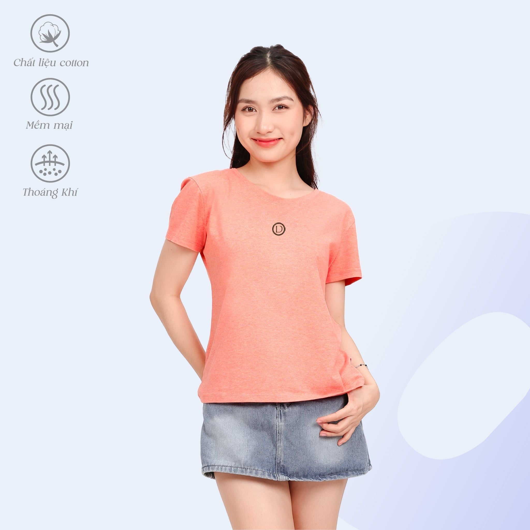 Áo thun nữ form suông cổ tròn tay ngắn chất cotton siêu mát 190p 0355