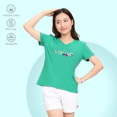 .Áo thun nữ tay ngắn Form Suông Cổ Tim chất cotton siêu mát 190p 0322