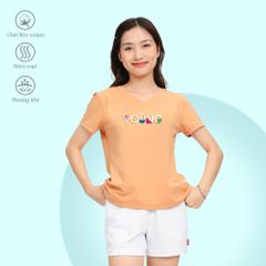 .Áo thun nữ tay ngắn Form Suông Cổ Tim chất cotton siêu mát 190p 0322
