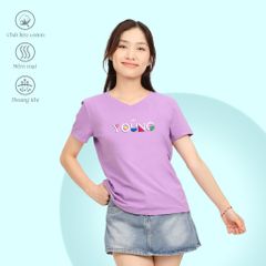 .Áo thun nữ tay ngắn Form Suông Cổ Tim chất cotton siêu mát 190p 0322
