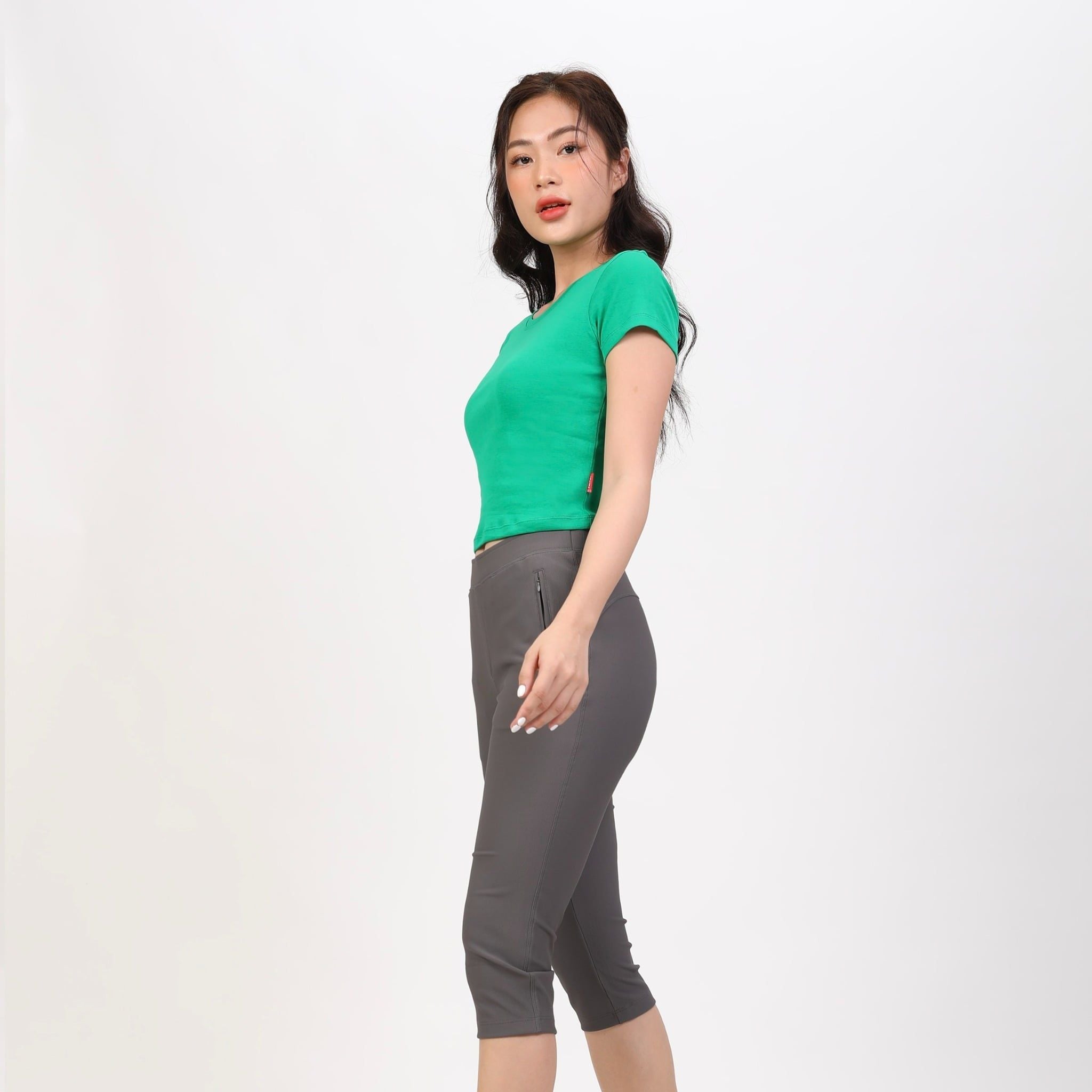Áo thun nữ croptop tay ngắn Cổ Tròn chất rib chất cotton siêu mát 220p 0265