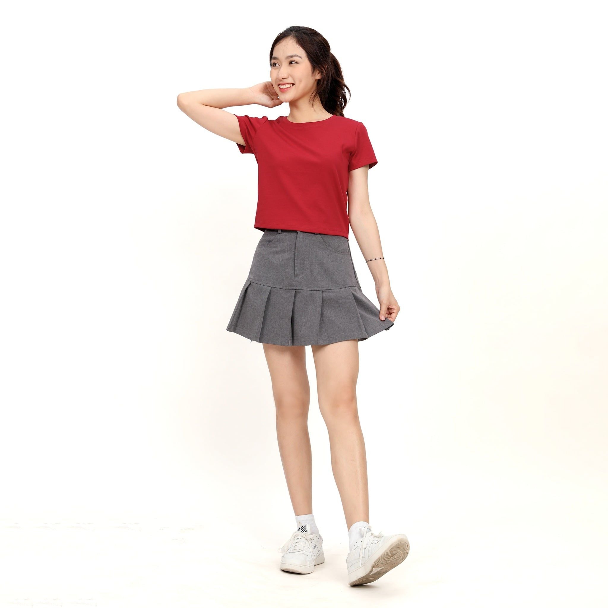 Áo thun nữ croptop tay ngắn Cổ Tròn chất rib chất cotton siêu mát 220p 0265