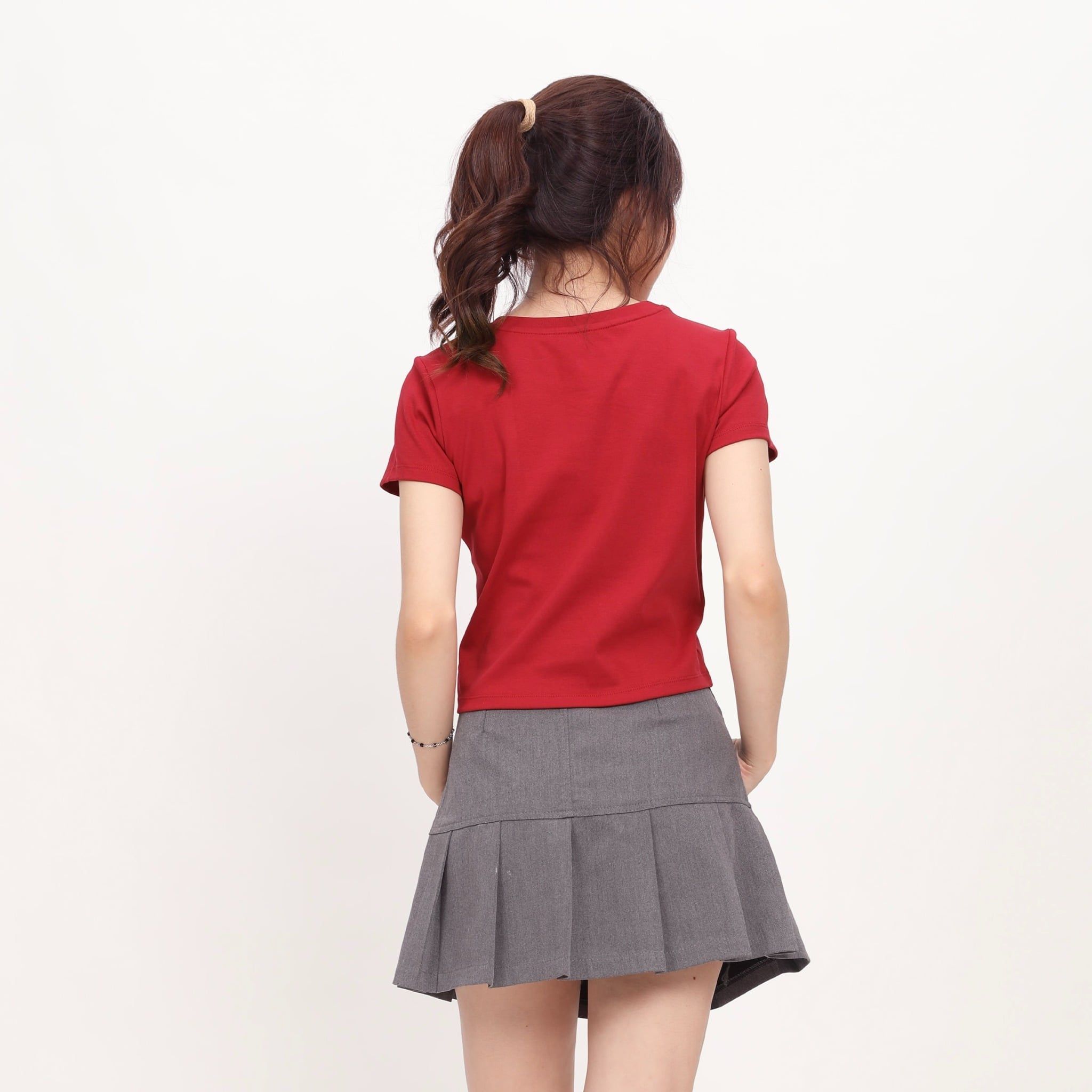 Áo thun nữ Croptop tay ngắn Cổ Tim chất rib chất cotton siêu mát 220p 0266