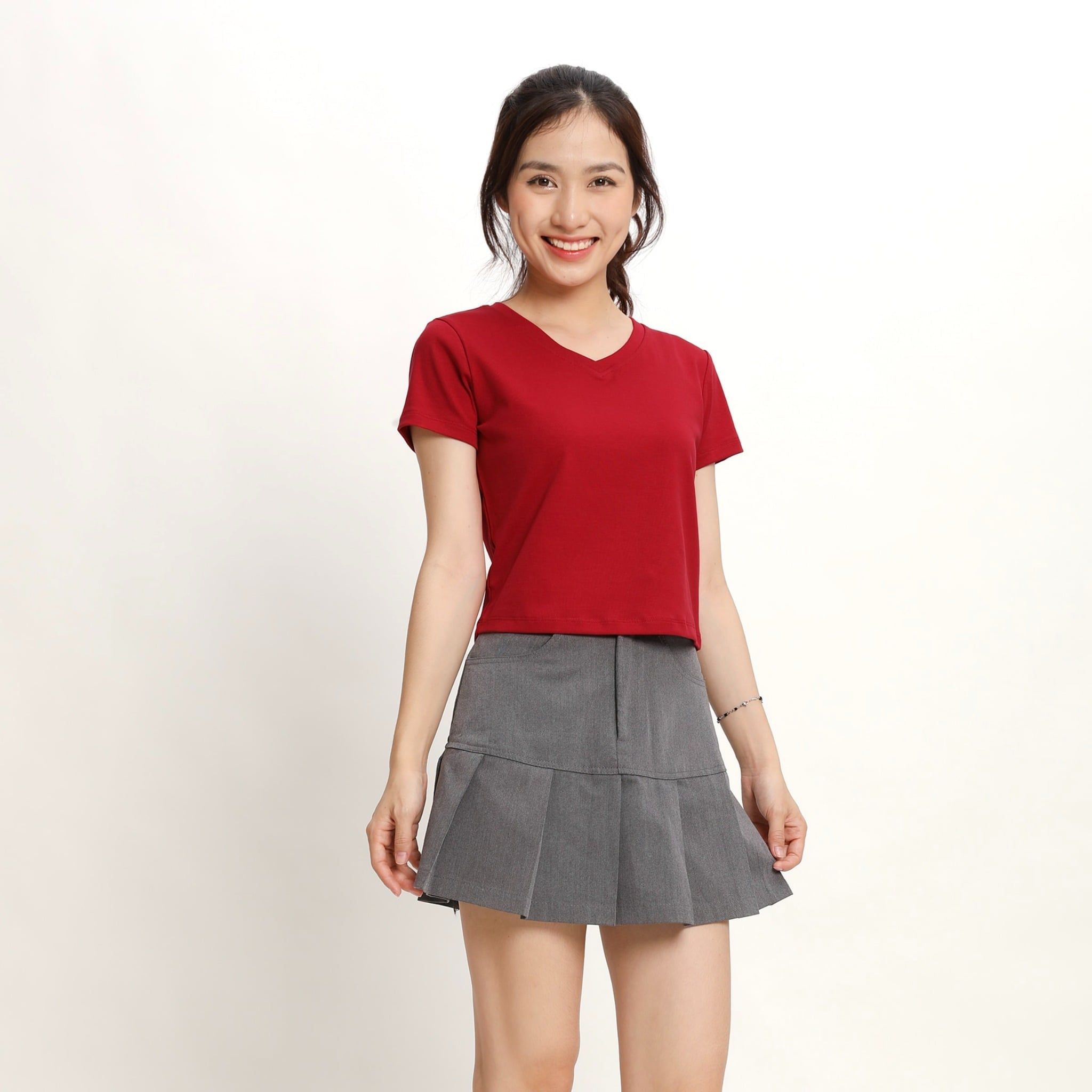 Áo thun nữ Croptop tay ngắn Cổ Tim chất rib chất cotton siêu mát 220p 0266