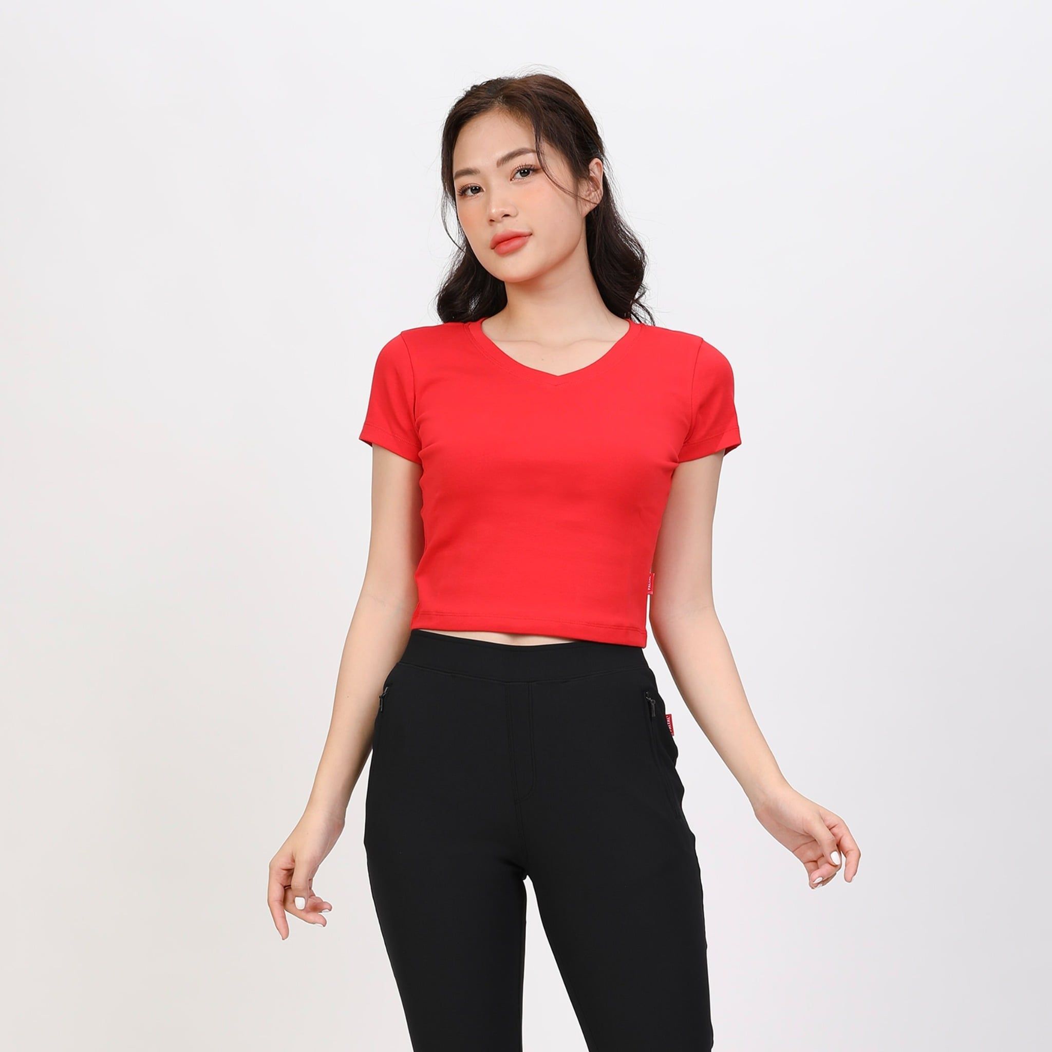 Áo thun nữ Croptop tay ngắn Cổ Tim chất rib chất cotton siêu mát 220p 0266