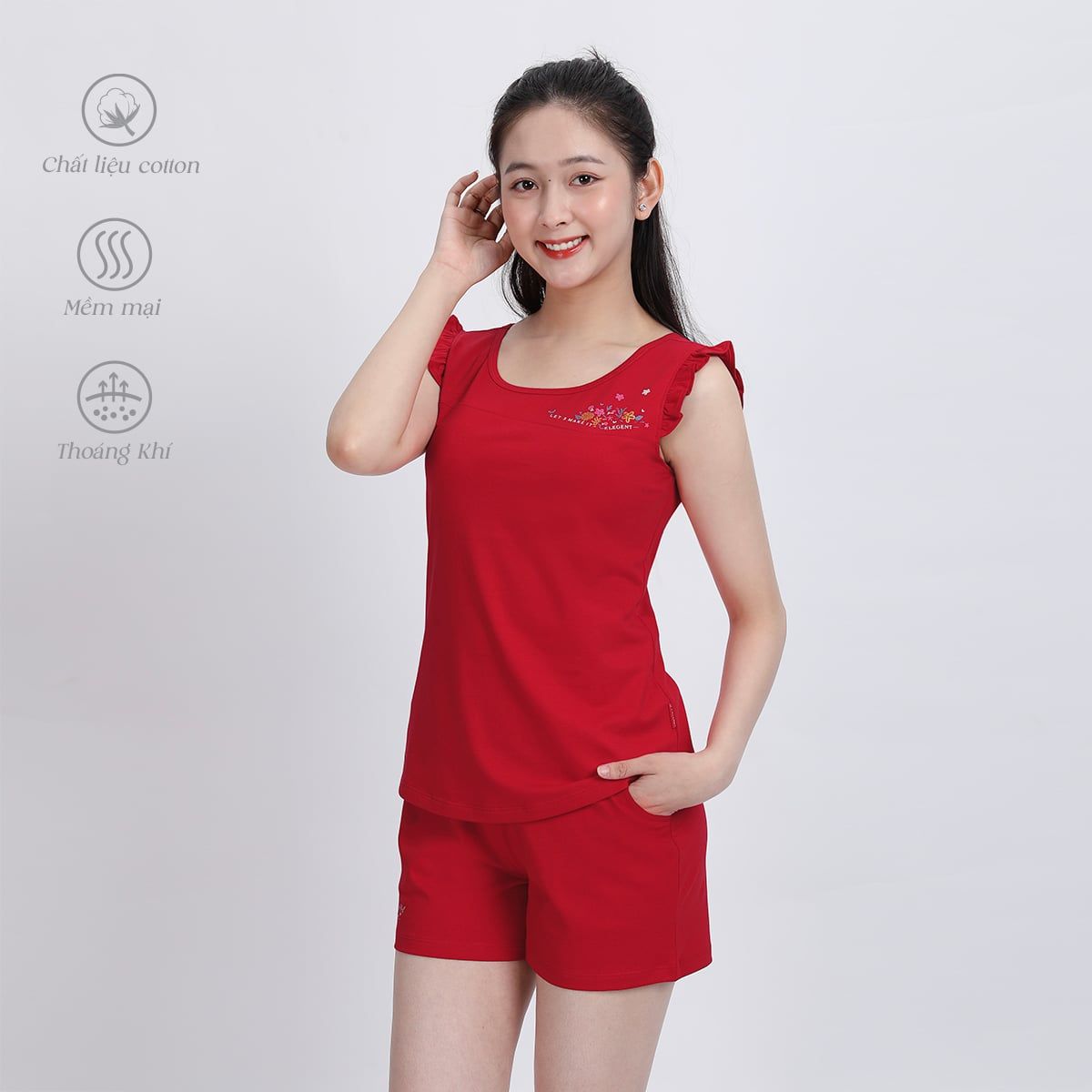 Set đồ bộ nữ kiểu quần đùi không tay chất cotton siêu mát 025p 5108