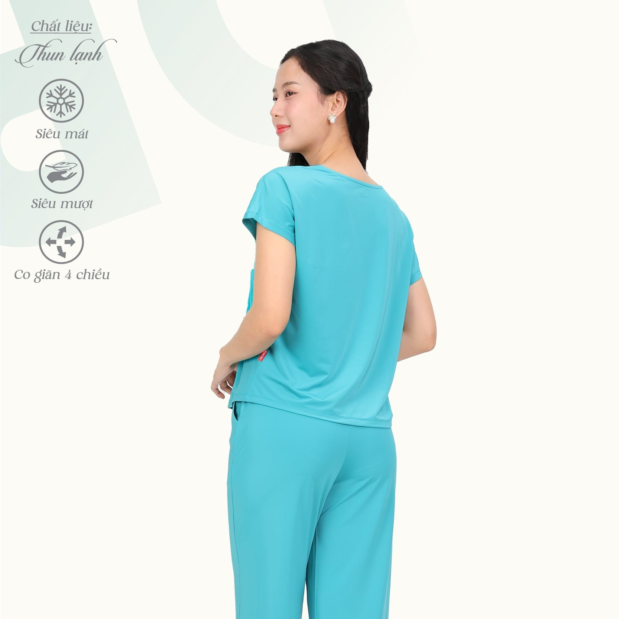Set đồ bộ nữ kiểu quần dài tay ngắn chất thun lạnh siêu bền 013p 6100