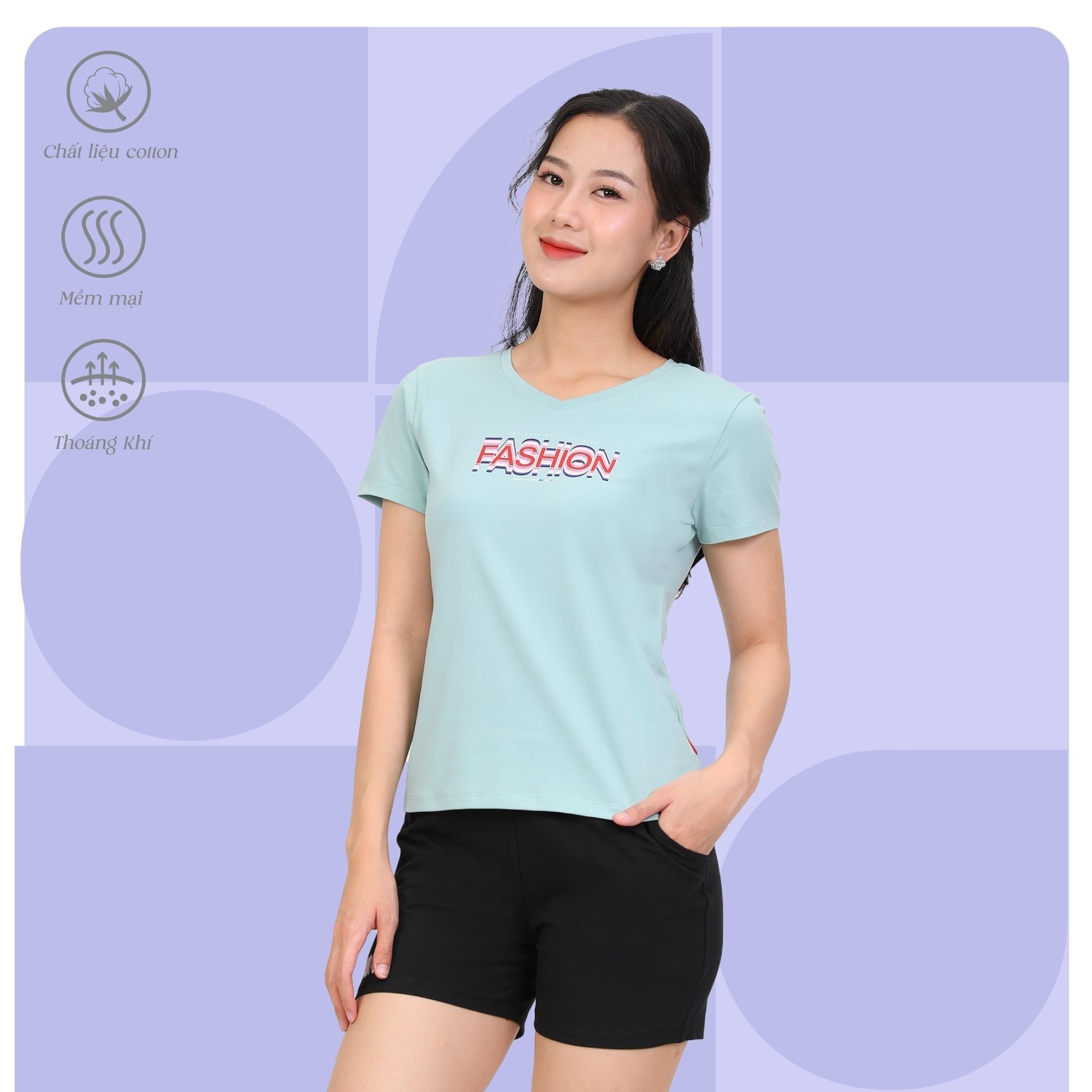 Set đồ bộ nữ kiểu quần đùi tay ngắn chất cotton siêu mát 025p 5206