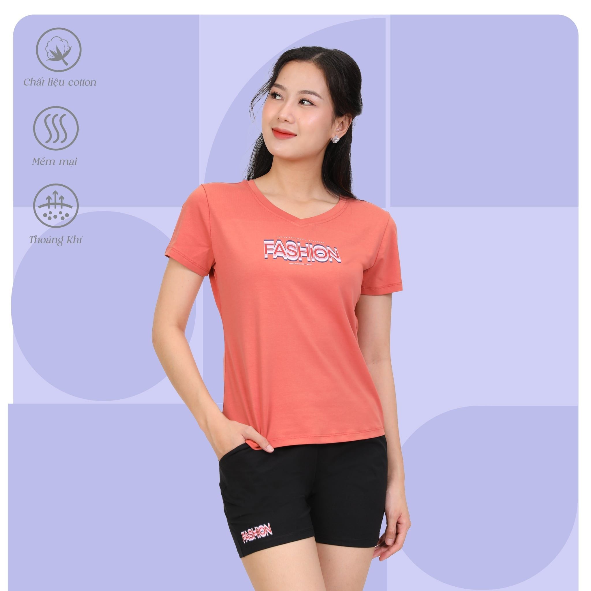 Set đồ bộ nữ kiểu quần đùi tay ngắn chất cotton siêu mát 025p 5206