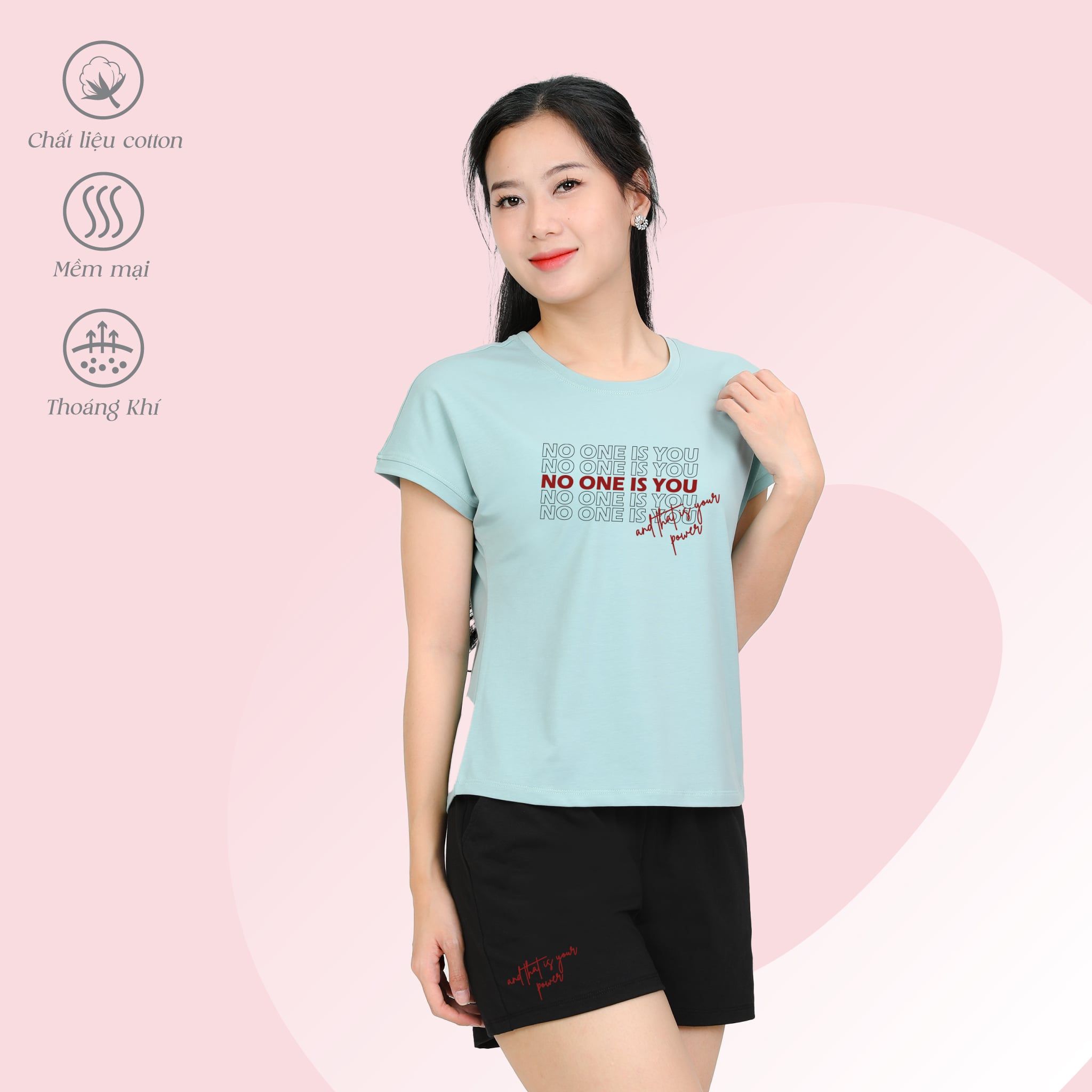 Set đồ bộ nữ kiểu quần đùi tay liền chất cotton siêu mát 025p 5221