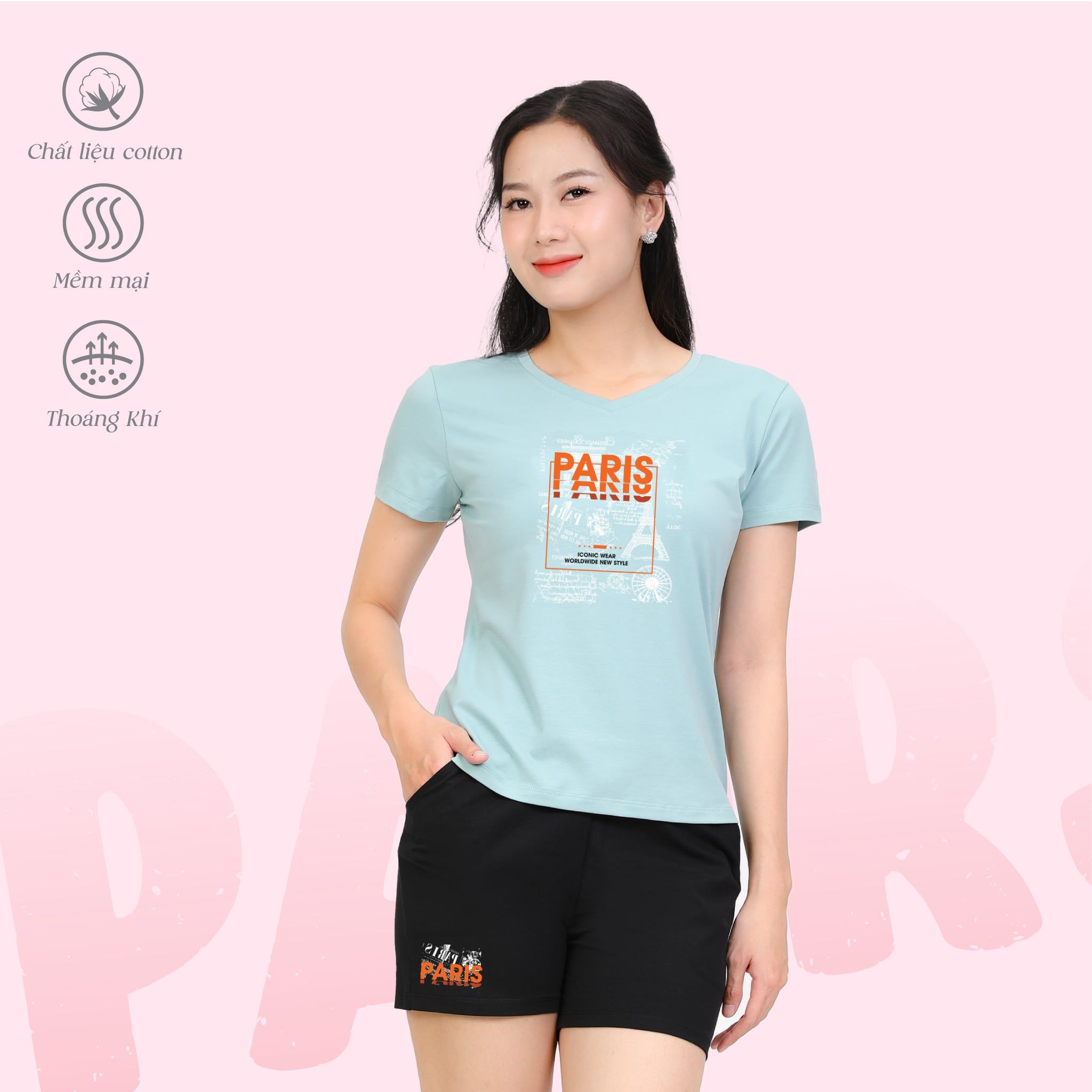 Set đồ bộ nữ kiểu quần đùi tay liền chất cotton siêu mát 025p 5222