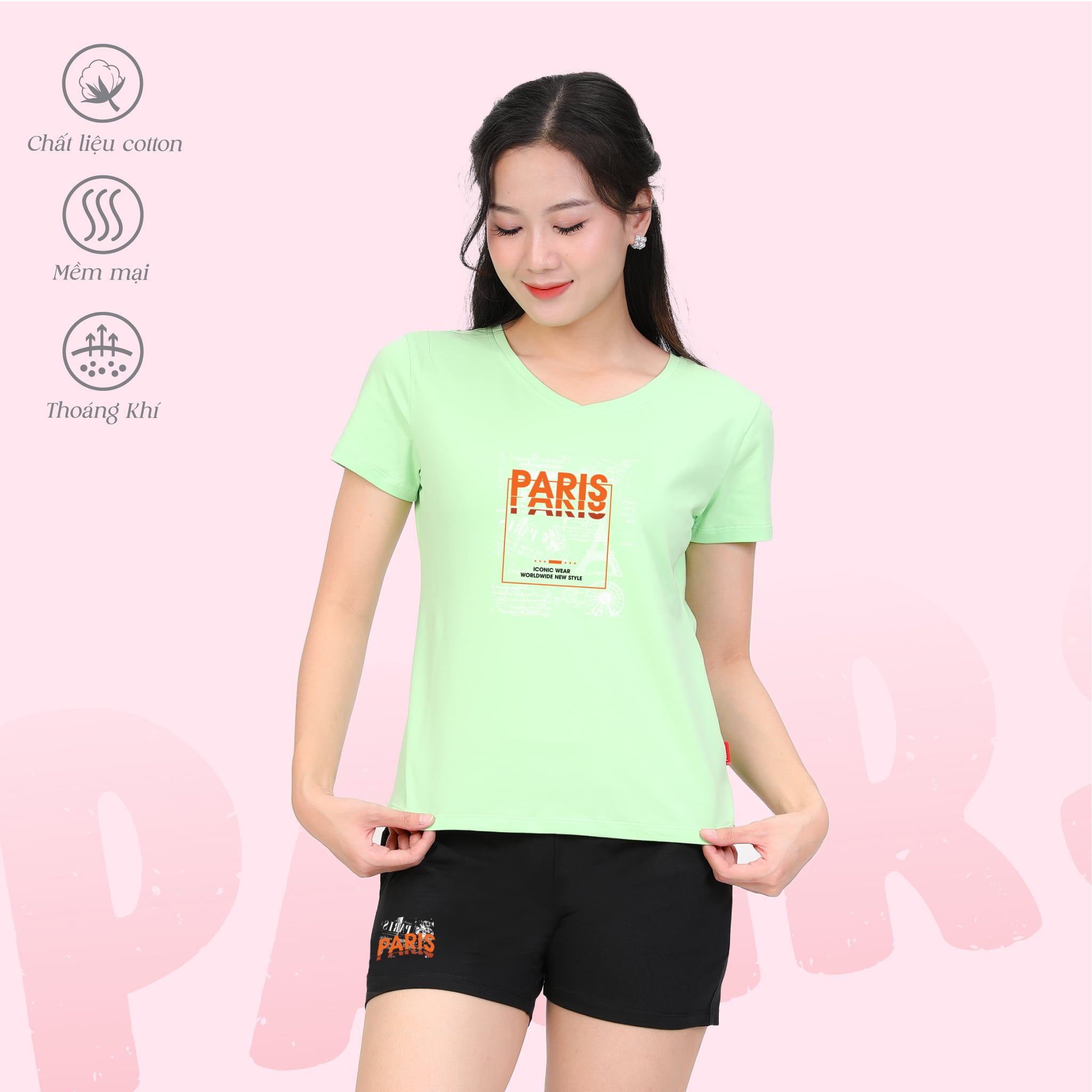Set đồ bộ nữ kiểu quần đùi tay liền chất cotton siêu mát 025p 5222