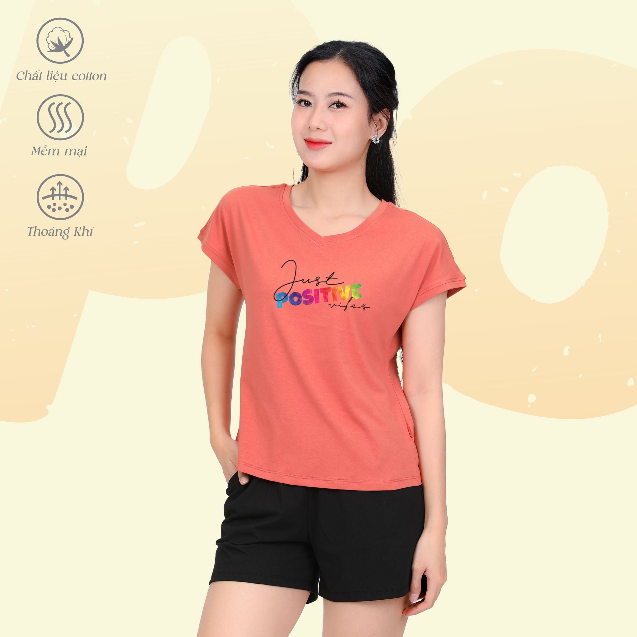 Set đồ bộ nữ kiểu quần đùi tay liền chất cotton siêu mát 025p 5223