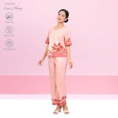 Set đồ bộ nữ kiểu quần dài tay ngắn chất lụa nhung 263p 6057