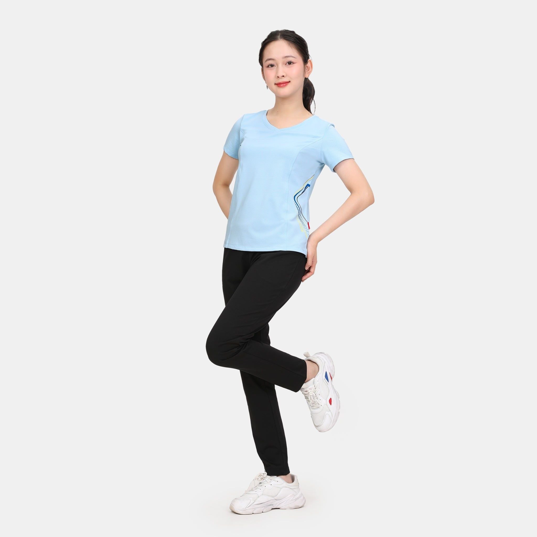 Set đồ bộ nữ kiểu quần dài tay ngắn thể thao 3 trong 1 chất poly thái 313p 3389